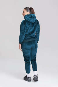 Femmes décontracté velours pull à capuche sweat haut pantalon costume hiver survêtements survêtement solide antibactérien velours - Product Image 3