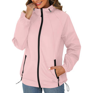 Chaqueta Impermeable Personalizable para Mujer con Capucha con Cremallera y Bolsillos, Cortavientos Delgada para Exteriores, Chaquetas Desechables - Product Image 5