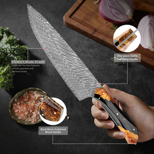 Venta al por mayor personalizado de alta calidad OEM ODM servicio Damasco cuchillo de Chef profesional hecho a mano de acero de Damasco cuchillo de cocina afilado - Product Image 5