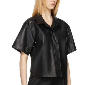 Camisas de Cuero Genuino Casuales y Elegantes para Mujer Hechas en Fábrica al por Mayor, Camisas de Cuero PU de Alta Calidad para Mujer - Product Image 3