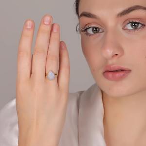 แหวนลูกแพร์ลายมูนสโตนชุบทอง18K สำหรับผู้หญิงของขวัญงานแต่งงานและปาร์ตี้จากผู้จำหน่ายอินเดีย - Product Image 6