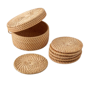 Accessoires de cuisine Sous-verres en rotin arrondi tissés à la main Vaisselle de salon et de salle à manger Sous-verre à thé Fabriqué en Inde - Product Image 2