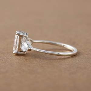 Diamant de laboratoire taille émeraude serti de trois pierres luxueuse bague de fiançailles en or massif 10 carats bague cadeau de Style tendance pour les femmes IGI - Product Image 5