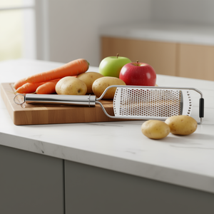 Rallador de Cuchillas Grandes SMART Cromado Pulido 2463 (31x7.7cm) para Frutas y Verduras de Acero Inoxidable de Ghidini Cipriano - Product Image 3