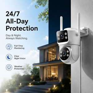 Dual Lens 2K+2K Outdoor <b>Security</b> <b>Camera</b>, PTZ AI Surveillance <b>Camera</b> OEM ODM Manufacturer with Human Vehicle Detection Spotlight - Product Image 1
