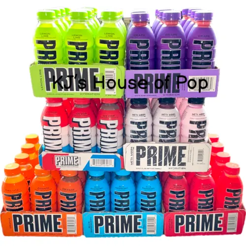 Prime Hydration Drink Variety Sampler Pack: Blue Raspberry Tropical Punch Lemon Lime Grape Orange, and Ice Pop