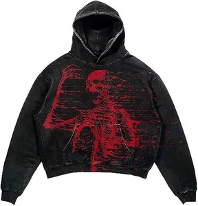 Sudadera con capucha personalizada con lavado ácido, bordado de alta calidad en el pecho, estilo vintage estadounidense, unisex, estilo urbano, forro polar. - Product Image 1