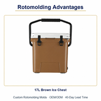 Moule de rotomoulage personnalisé OEM ODM, glacière rigide portable marron de 17 L, fabrication directe usine