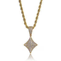 Collier pendentif motif pique de jeu de cartes avec micro-pavé de zircone cubique, bijoux en gros pour les collections streetwear et de mode