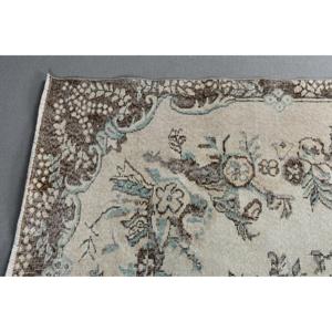 Turkish Large Rug 5,5x9 ft, <b>Brown</b> Polka dot Vintage <b>Wool</b> Rug - Product Image 4