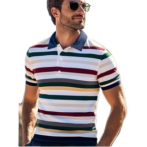 เสื้อโปโลบล็อกสีพิมพ์ลาย3D สีสันสดใสสำหรับผู้ชายเสื้อยืดลายทางเสื้อคอปกแบบหลวมแนวสตรีทเสื้อแขนสั้นมีกระดุมสำหรับฤดูร้อน - Product Image 2