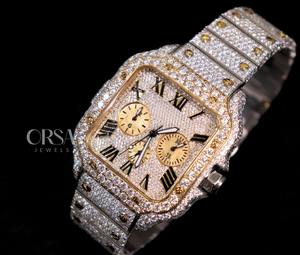 Mejor proveedor Reloj de oro totalmente helado Diamantes naturales reales Caja chapada en oro o estilo de lujo disponible al mejor precio - Product Image 5