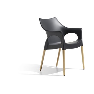 Stackable Dining Armchair with Polymer <b>Shell</b> and Natural Beech Wood Legs for Restaurant Cafe Hotel Indoor Use Made in Italy - Product Image 4