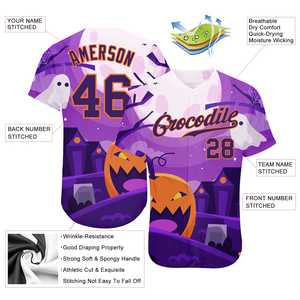Customized Size Newest 3D Pattern <b>Halloween</b> Skulls Authentic Printed Baseball Jersey for Unisex - Product Image 3