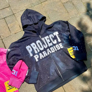 OEM personalizado desgastado apliques bordado parche sudaderas con capucha Vintage algodón calle de gran tamaño Zip up Sudadera con capucha para los hombres - Product Image 4