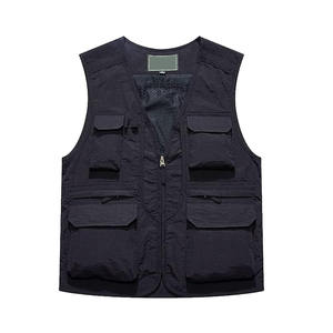 Latest Men's Breathable Work Wear Mesh <b>Vests</b> OEM Design Black Sleeveless <b>Utility</b> Cargo Multiple Windproof Pockets Outer Wear - Product Image 2