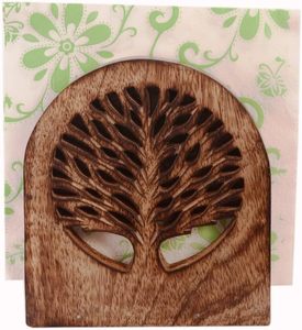 Porte-serviettes en bois Tree of Life Collection, porte-serviettes de bar pour tables, porte-mouchoirs pour vaisselle, distributeur de serviettes de ferme - Product Image 3