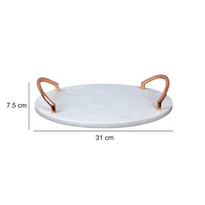 ถาดเสิร์ฟเนื้อหินอ่อนทรงกลมด้ามจับทำจากเหล็กสแตนเลสสตีลสีโรสโกลด์ใช้ในบ้านอาหารรูปแบบสี่เหลี่ยมผืนผ้า - Product Image 5