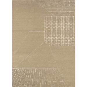 พรมขนสัตว์ผสมวิสโคสสีน้ำตาลเบจลายเรขาคณิตนามธรรมขนาดใหญ่ สำหรับตกแต่งบ้าน ห้องโถง รุ่น TR-14673 - Product Image 1