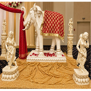 Maravillosa estatua de elefante indio para boda, escultura artística de elefante de boda para entrada, estatua de fibra de boda india para decoración de escenario - Product Image 1