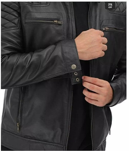 Chaqueta de cuero de corredor para hombre, chaqueta de motorista negra de piel de oveja genuina de alta calidad bordada personalizada, nuevas chaquetas 2025 - Product Image 4