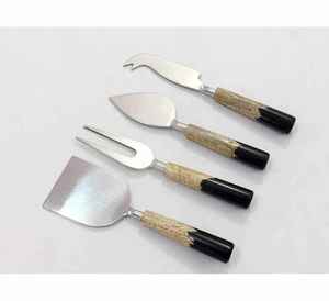 Juego de cuchillos para queso de acero inoxidable de 4 piezas con mango de madera, herramienta para queso y esparcidor para uso en la cocina - Product Image 6