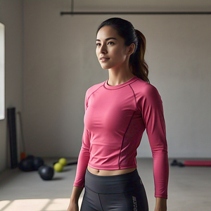 Femmes Rash Guard manches longues Active Top Rashguard Swim Shirt Surf Swimwear-Couleur solide polyester Rash guard pour femmes - Product Image 6