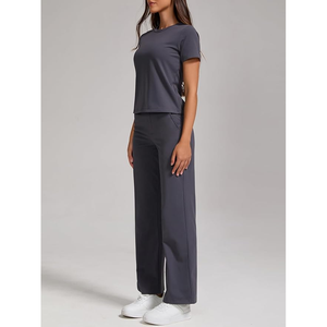 Conjunto de 2 piezas de algodón ligero para mujer, conjunto de chándal de felpa francesa suave y cómodo, perfecto para clima templado - Product Image 4