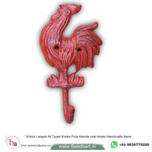 Rooster Cast Iron Animal <b>Wall</b> Coat Hook & Keychain Hanger Retro Red Distressed Colour for <b>Clothing</b> Made of Durable Metal - Product Image 1