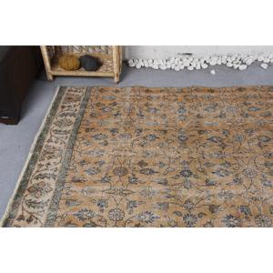 พรมวินเทจตุรกี ขนาด 4.5x9.5 ฟุต สีเบจลายดอกไม้ - Product Image 5