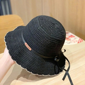 Fashion Sun Protection <b>Hat</b> with Black Trim and Small Bow Stylish Women <b>Summer</b> <b>Hat</b> - Product Image 4