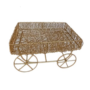 Flower & Leaf Design Hamper <b>Basket</b> for Home Storage Golden Color Metal <b>Mesh</b> Hamper <b>Basket</b> Bag for Wedding Gifted Item - Product Image 4