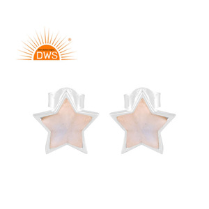 High Quality Natural Rainbow Moonstone <b>Set</b> Fine Sterling <b>Silver</b> Star <b>Earrings</b> Wholesale Indian <b>Silver</b> Jewelry Manufacturer - Product Image 1