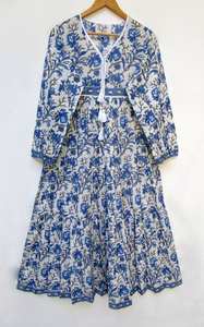 ชุดแมกซี่เดรสลำลองสไตล์อินเดียหรูหราสำหรับผู้หญิงและเด็กผู้หญิงชุดเดรสพิมพ์ลายดอกไม้ใส่ได้ทุกวันมีกระดุม - Product Image 6