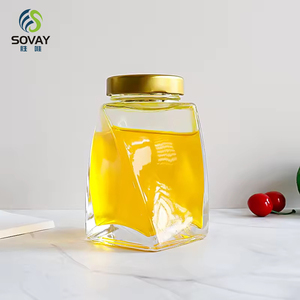 Top Nhà Máy Giá hình dạng đặc biệt 150ml thủy tinh mật ong mứt <span class=keywords><strong>Jar</strong></span> với nắp kim loại 360ml thực phẩm lưu trữ container nhãn hiệu riêng - Product Image 4