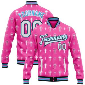 Personalized <b>Gothic</b> Leopard Print Crosses Winter 100% Cotton Varsity <b>Jacket</b> with Embroidery Wholesale - Product Image 5