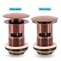 M RUBINETTERIA Robinet de vidange Click Clack en or rose brossé pour éviers autoportants avec trop-plein, lot de 1 pour drains