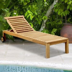 Meubles d'extérieur commerciaux en bois de teck imperméable Chaise longue chaise lit de plage pour patio jardin chalet cour plage - Product Image 3