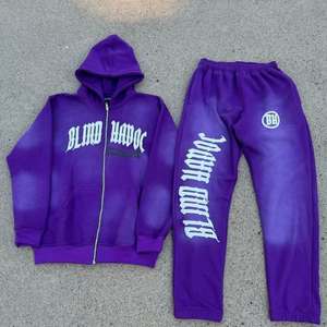 Impresión personalizada de pantalla gráfica con Sun Fade Pullover Sudadera con capucha y pantalones de chándal para hombres 100% algodón 400GSM Flees - Product Image 6