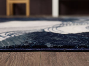พรมตุรกีหรูหรา ผลิตด้วยเครื่องจักร รุ่น Shirink Flosh สีน้ำเงิน สำหรับห้องนั่งเล่น คุณภาพพรีเมียม จากผู้ผลิตในเมืองกาเซียเตป - Product Image 4