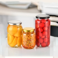 Grosir stoples kaca bulat 180ml 200ml 480ml 500ml 750ml ml wadah kaca penyimpanan makanan kedap udara kosong dengan tutup logam