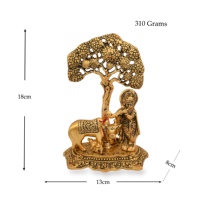 Nouvelle Statue de Krishna plaquée or faite à la main sous l'arbre avec vache pour la décoration de la maison et article cadeau de mariage