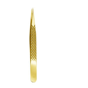 Pinzas de extensión de pestañas con agarre de fibra, pinzas de punta de fibra de oro negro mate, aplicador de pestañas, pinzas de punta de diamante para extensión de pestañas - Product Image 4