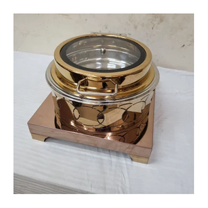 Royal Stainless Steel Fuel-Powered Chafing Dish <b>Food</b> <b>Warmer</b> for Hotel Catering Party Restaurant Use Hammered Style Top Durable - Product Image 5