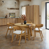 Ensemble de table à manger extensible 5 pièces de style européen rétro moderne, chaises à dossier solide, finition bois naturel, sièges rembourrés, meubles pour la maison