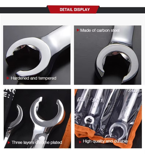 Jeu de clés à molette en acier au carbone chromé 6/8/10/12 pièces DIY Grade Mesure métrique 17mm 21mm OEM personnalisable - Product Image 4