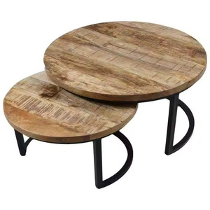 Modern Nesting Coffee Tables Metal and Wood Coffee Tables - Product Image 2
