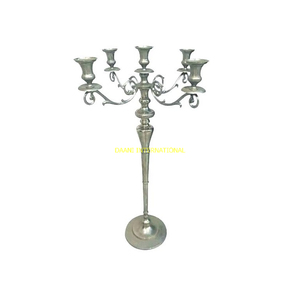 Silver 5 Arm Candelabra <b>Candle</b> <b>Holder</b> With Flower Bowl Wedding Centerpiece <b>Tall</b> Polished <b>Candle</b> Stand Luxury Event Party Decor - Product Image 3