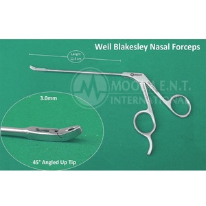 Forceps nasal Blakesley Wilde 45 °   Pointe coudée et longueur de travail 12,5 cm/125 mm, instruments de chirurgie ORL - Product Image 1