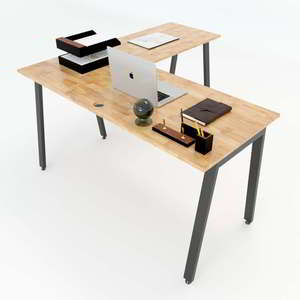 Contemporary Minimalist L-shaped Metal Leg <b>Desk</b> for Bedroom <b>Work</b> Aton Concept HBAT016 - Product Image 1